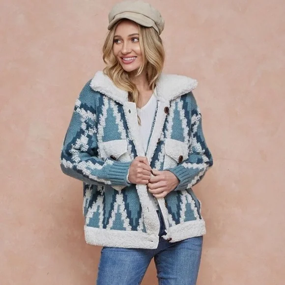 3 Yellowstone Ski Sherpa Tribal Jacket or Cardigan - Picture 3 of 9